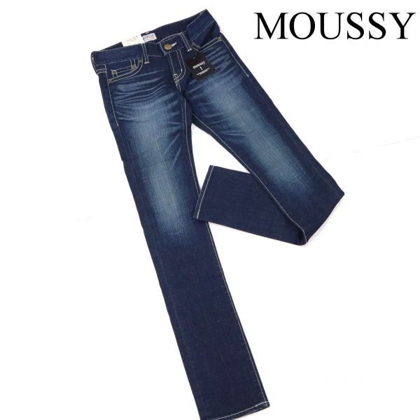 新品 未使用】 MOUSSY マウジー USED加工♪ ストレッチ スリム  