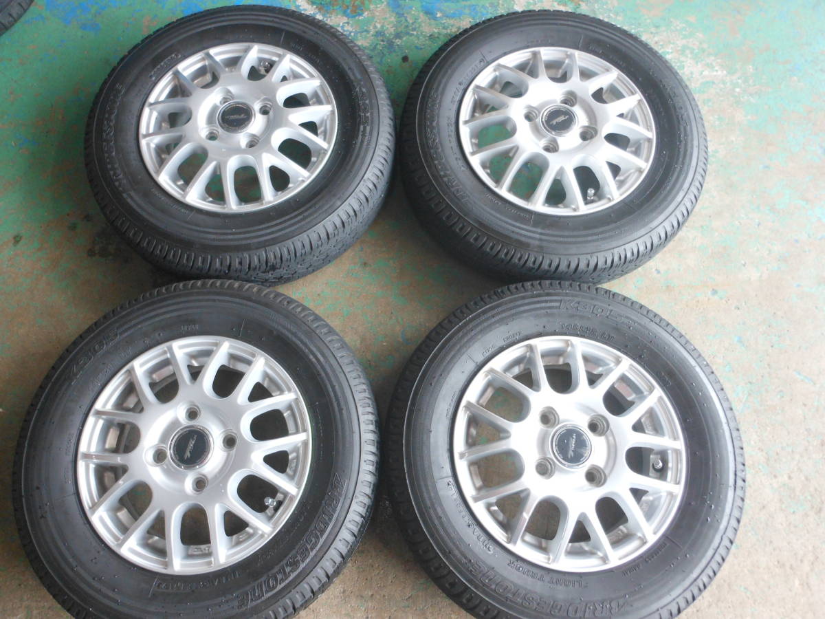 12インチ　アルミホイール　145R12　6P　ブリヂストンK305　トップランM7　4本　3.5J　PCD100　145-12