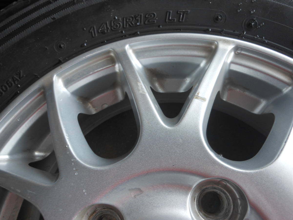 12インチ　アルミホイール　145R12　6P　ブリヂストンK305　トップランM7　4本　3.5J　PCD100　145-12