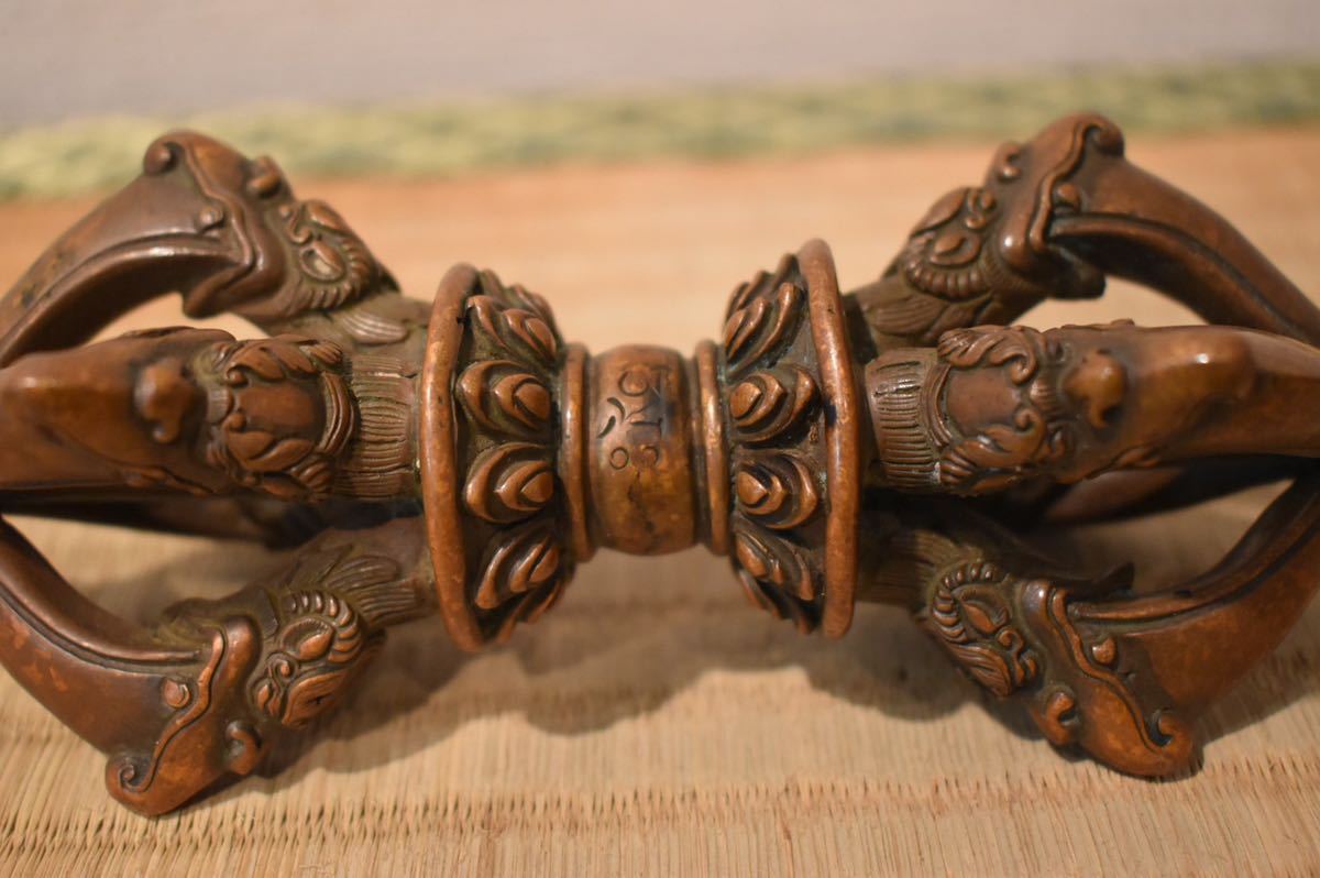 古銅経筒 時代物 骨董品 仏教美術 仏具 蓮華座 GEM846コレクター