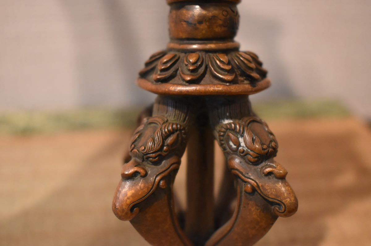 古銅経筒 時代物 骨董品 仏教美術 仏具 蓮華座 GEM846コレクター