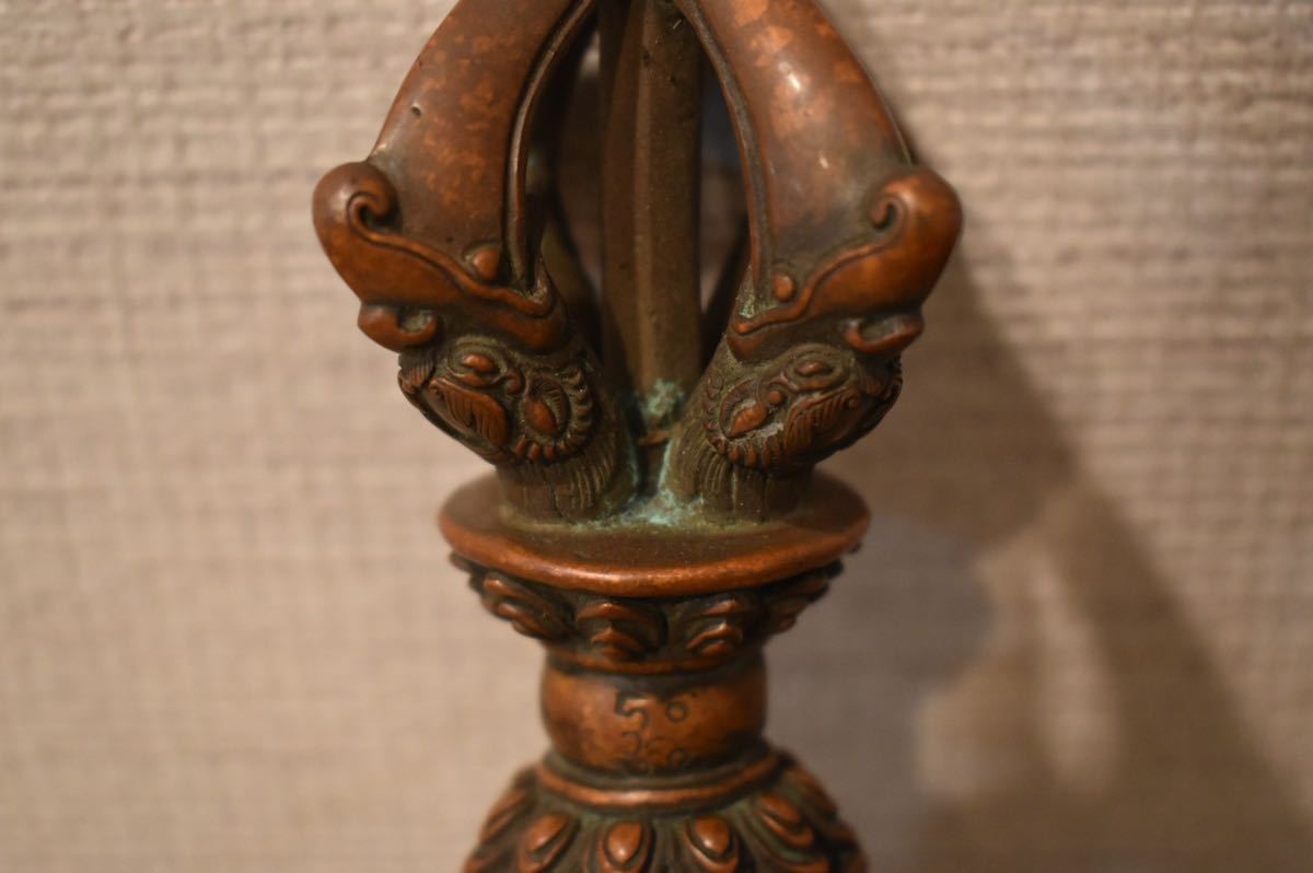 古銅経筒 時代物 骨董品 仏教美術 仏具 蓮華座 GEM846コレクター