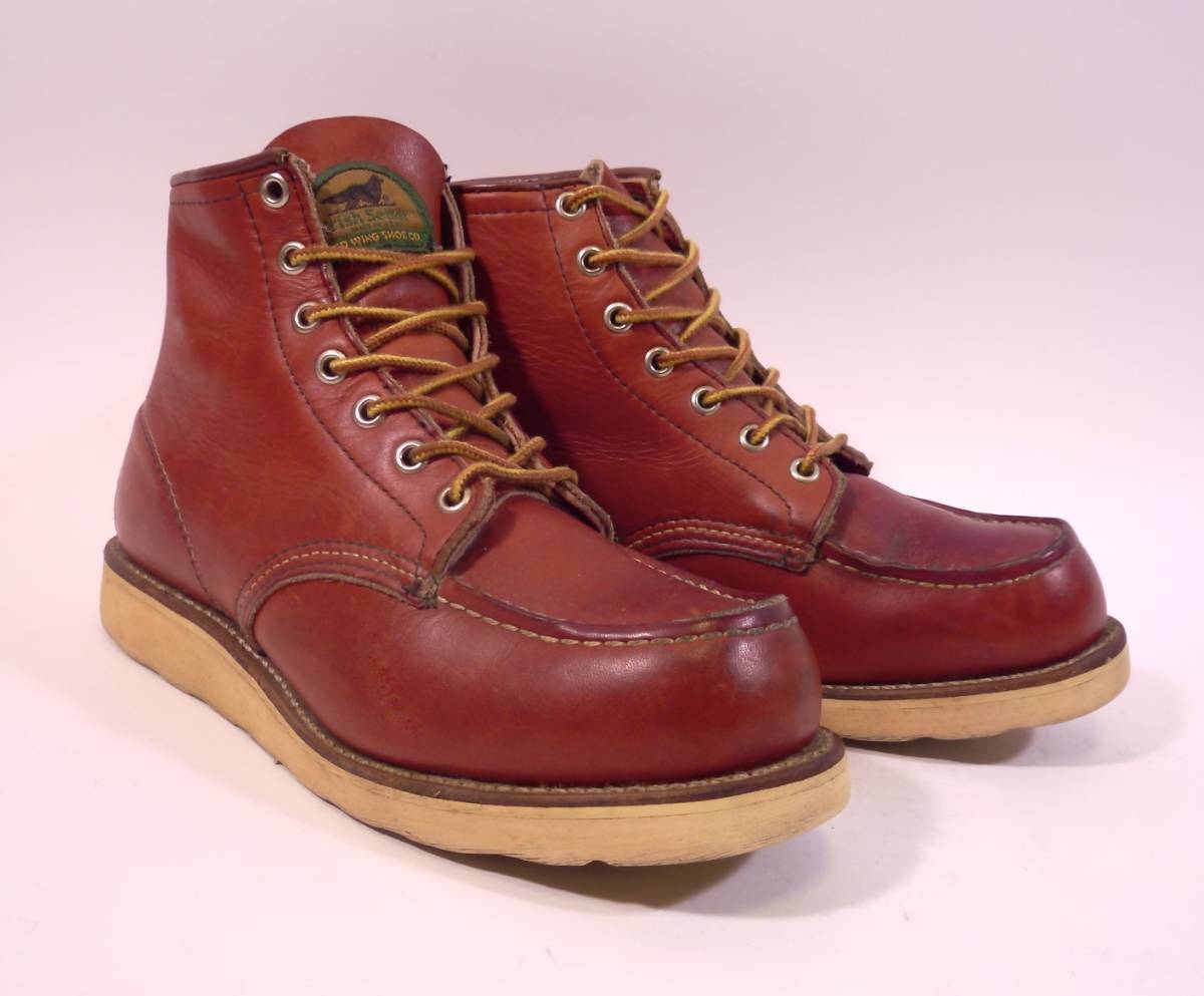 極上革質REDWING 半円犬タグ 初期刻印入 92年製 875 6.5E アイリッシュ 