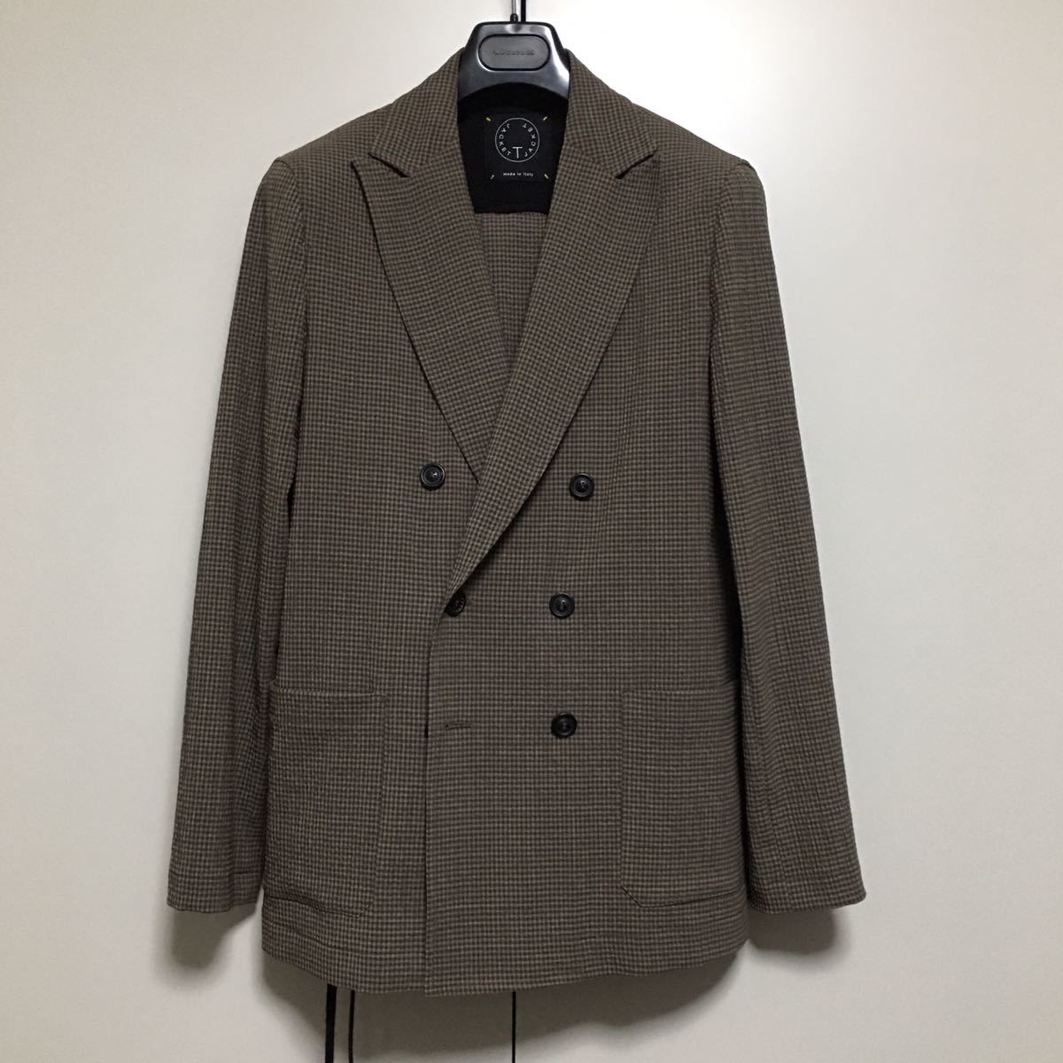 T-JACKET ティージャケット セットアップ 上M下M ブラウンチェック 