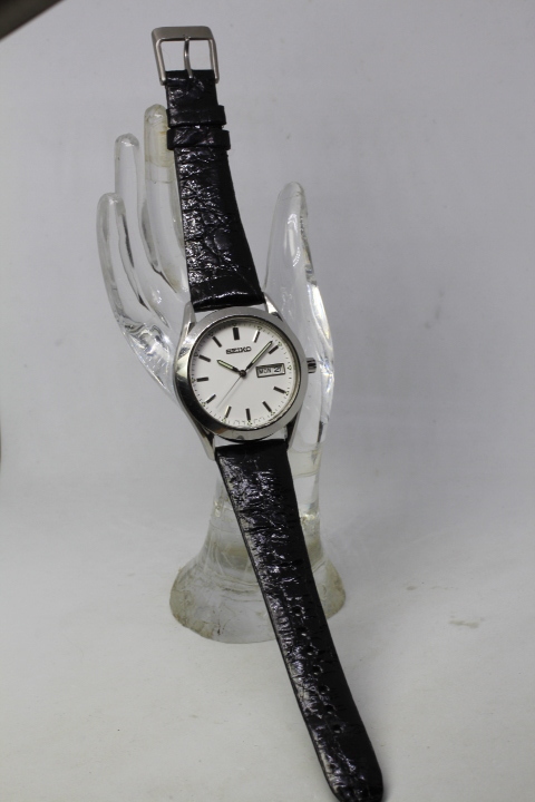 SEIKO】QUARTZ 7N43-9080 MADE IN JAPAN 中古品時計 電池交換＆ワニ革 