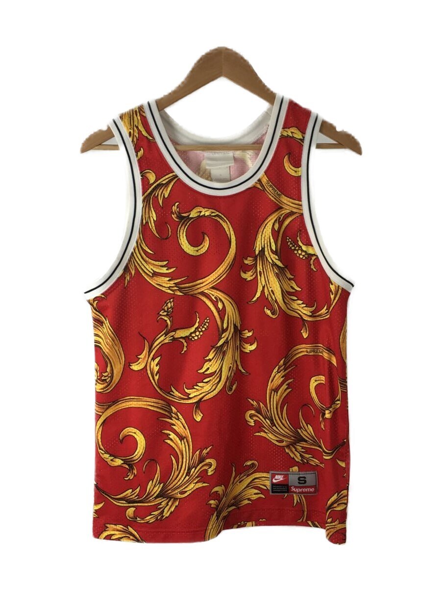 Supreme◇タンクトップ/S/ポリエステル/RED/総柄/Basketball Jersey