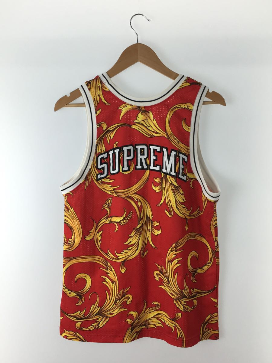 Supreme◇タンクトップ/S/ポリエステル/RED/総柄/Basketball Jersey