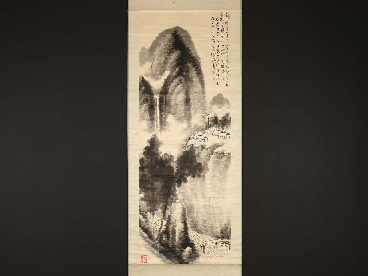 模写1円開始伝来ky8093〈田能村直入〉山水図 模写1円開始 田能村