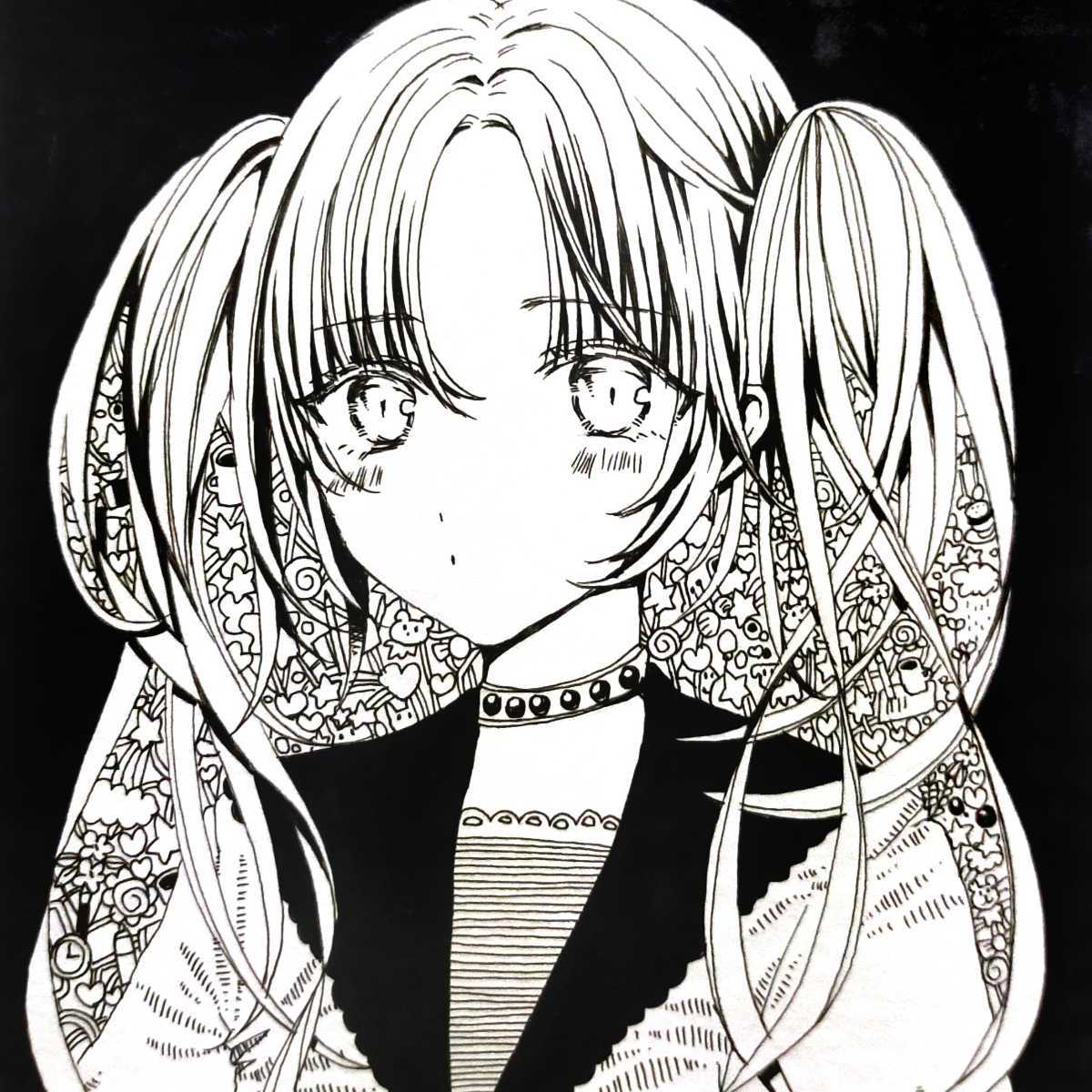 手描きイラスト オリジナル 【すきなもの、ぜーんぶ！！】 モノクロ