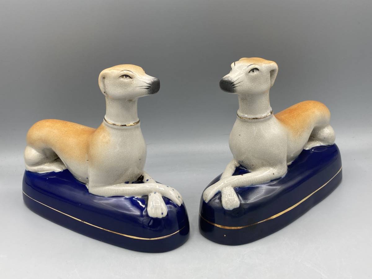 犬の置物 イギリス アンティーク スタッフォードシャードッグ 