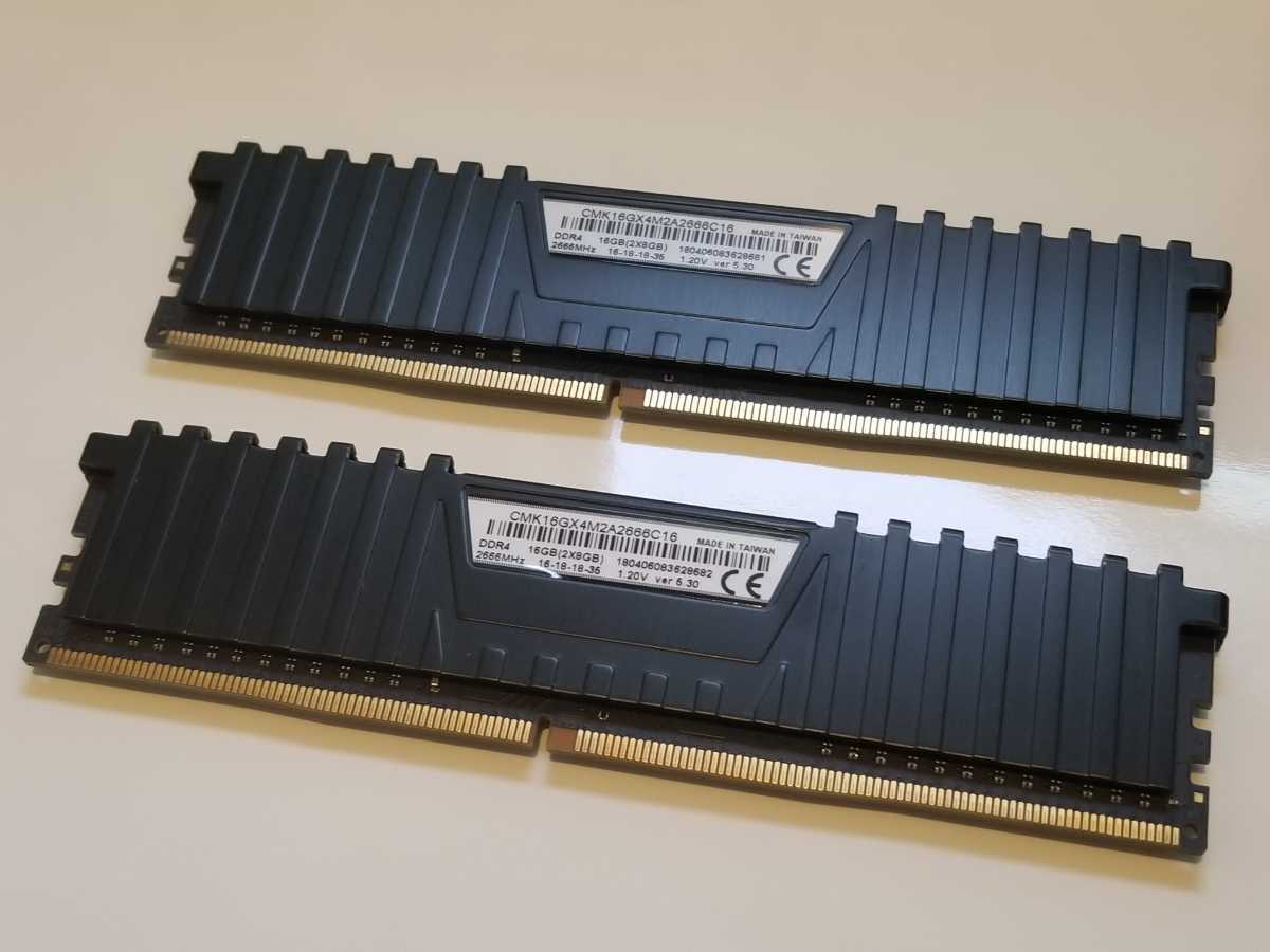 corsair VENGEANCE LPX DDR4-2666 16GB (8GBx2) 動作確認済み