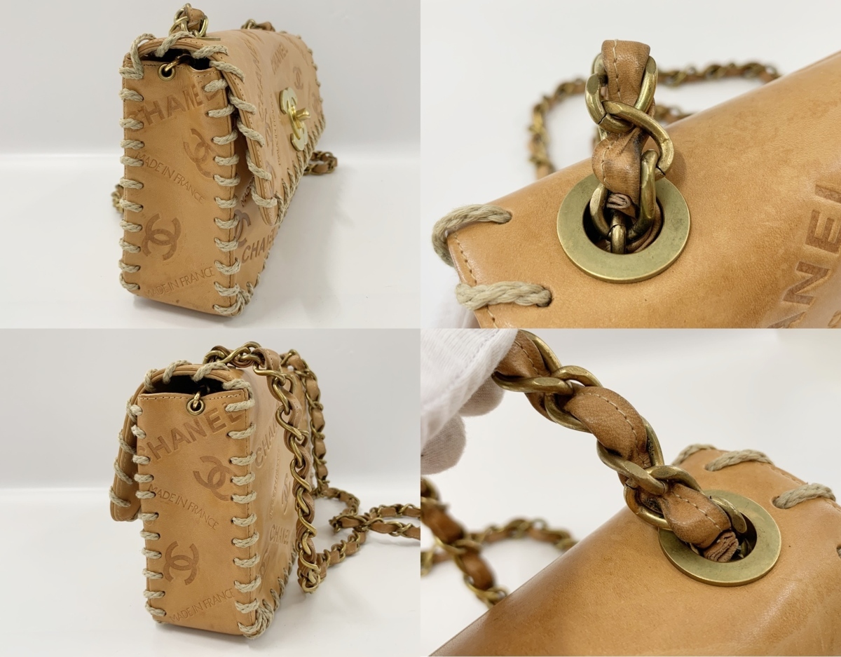 ☆レア☆ CHANEL シャネル ヌメ革 チェーン ショルダーバッグ ブラウン 
