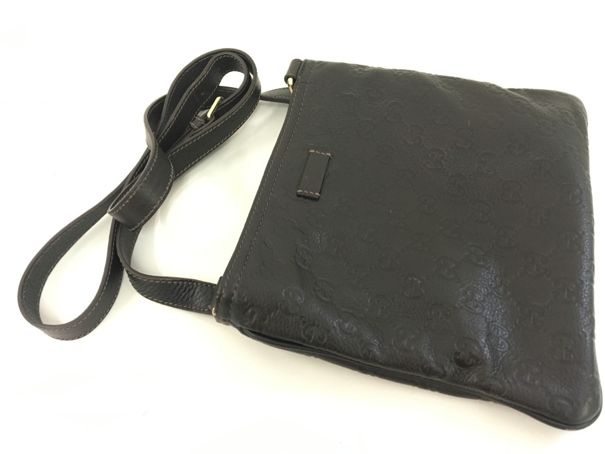 【7k3114】 バッグ GUCCI GG シグネチャー ソフトレザー ショルダーバッグ ブラウン系 中古