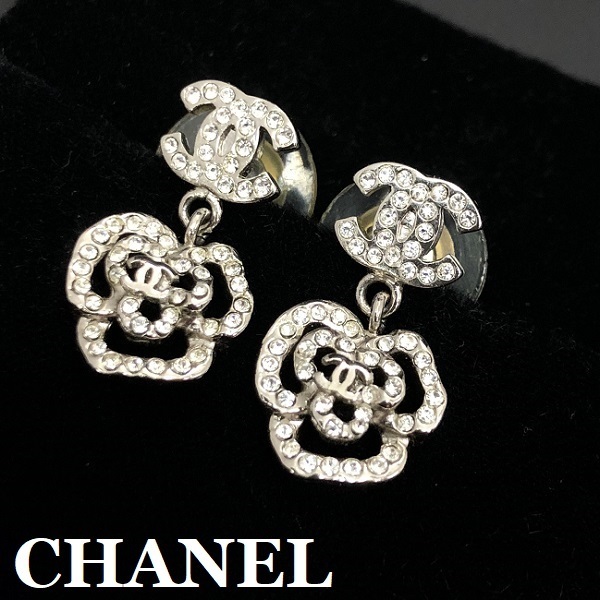 CHANEL シャネル ココマーク カメリア ラインストーン ピアス