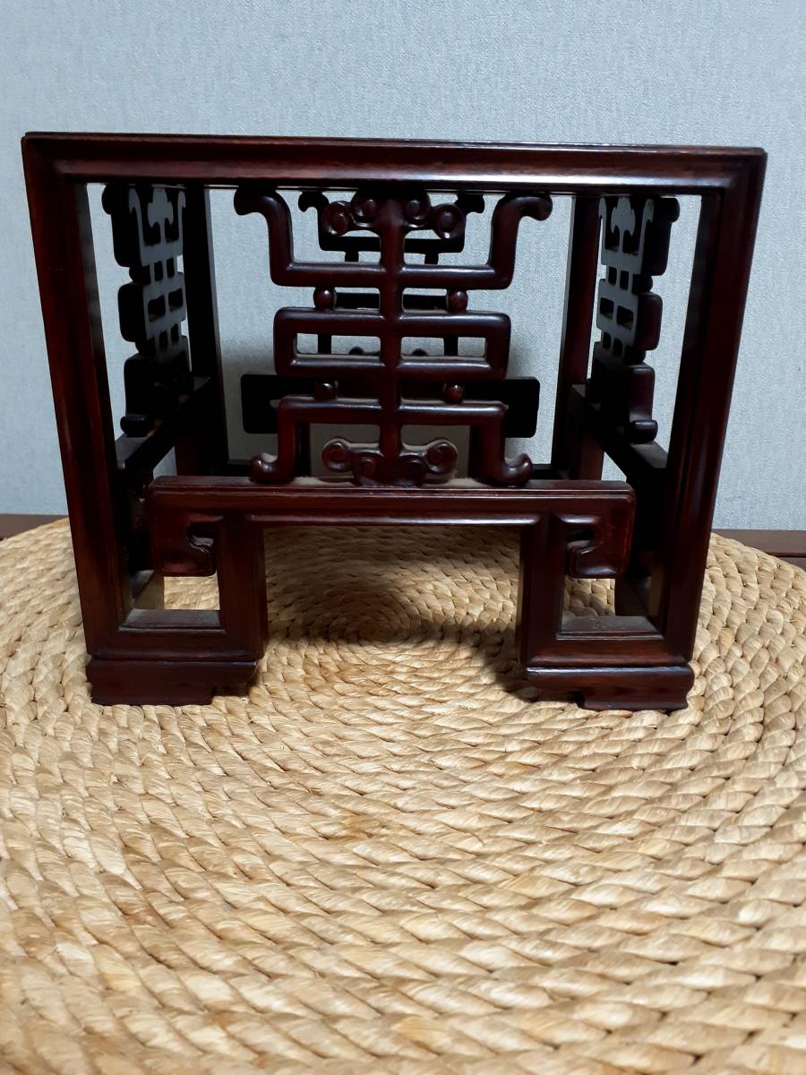 唐木 紫檀 木製 銀象嵌 花台 香炉台 茶道具 書道具 仏具 ES1-26 唐木花台 唐木 紫檀 木製 銀象嵌 花台 香炉台 茶道具 書道具 仏具 ES1