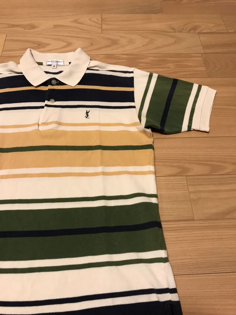 [正規品]イブサンローラン　鹿の子ポロシャツ　未使用タグ付き　M ☆90s～Yves Saint Laurent／YSL.オールド イヴ・サンローラン サイズM