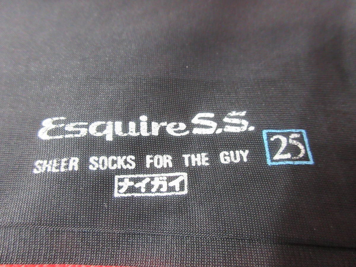 レトロ 稀少◆ナイガイ Esquires.s 紳士 ナイロン ハイソックス シースルー 夏用 25㎝ 2足Set ロングソックス 黒&紺◆ NAIGAI ハイソックス チャコールグレー☆38cm 平プレーティング 平無地 Reggieshop