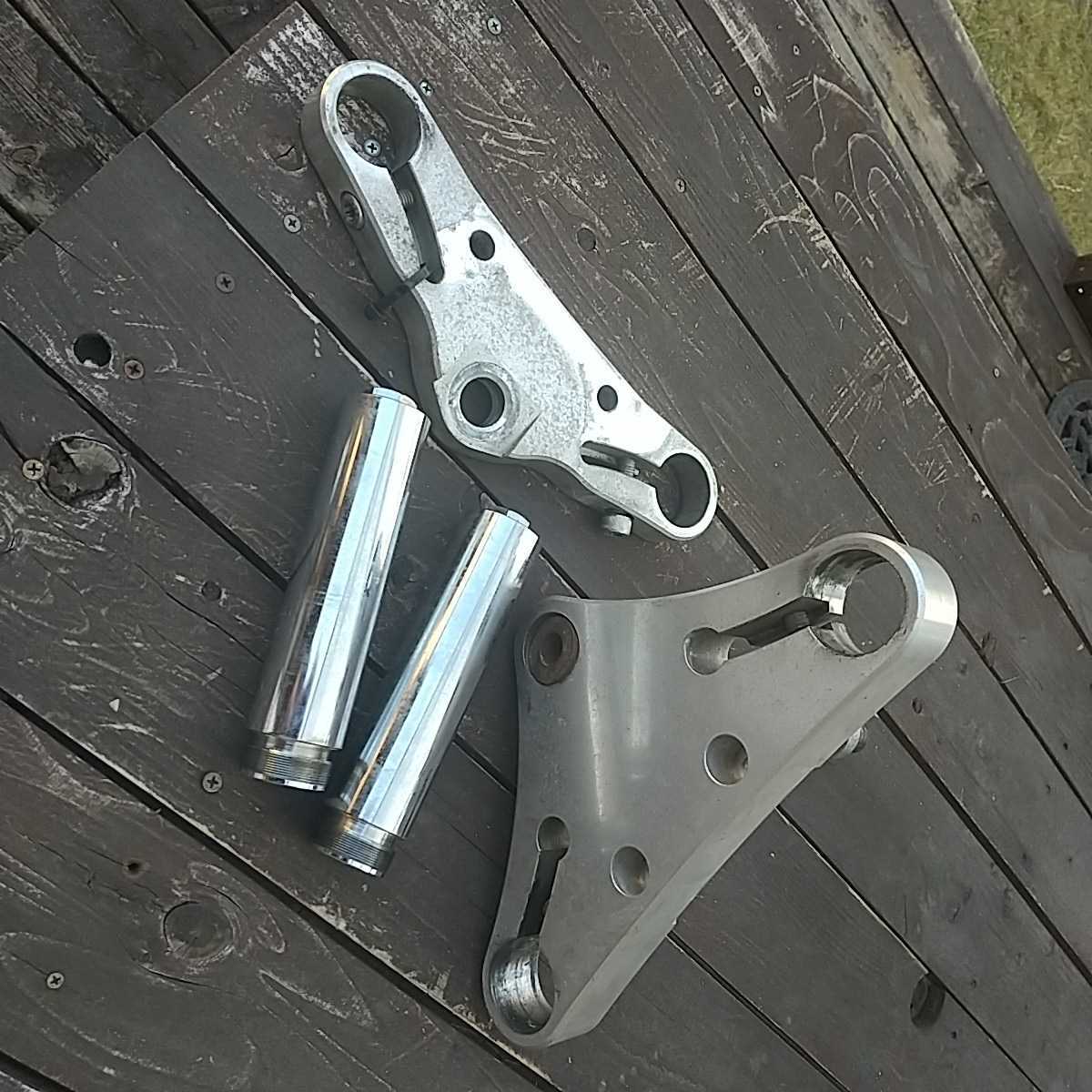 ドラッグスター400取り外し　延長フォーク　15cm 中古 ドラッグスター400 社外トリプルツリー 延長フォーク15cm 12度？14度