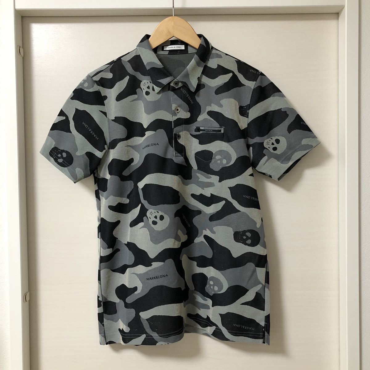 MARK&LONA ポロシャツ サイズ48 新品】サイズ48 MARK&LONA マーク＆ロナ ポロシャツ グレー×ブラック