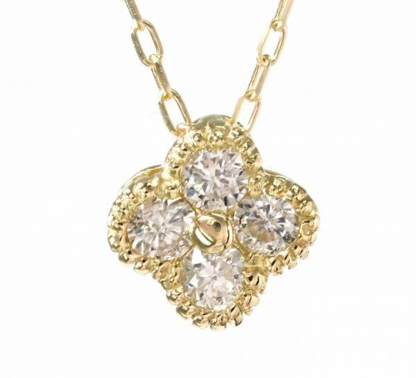 HOT，正規品 厳選商品 18金製 上品 高純度 ダイヤモンド ネックレス クローバー モチーフ K18 YG 刻印有 Dia 2-2(イエローゴールド)｜売買されたオークション情報、yahooの商品情報をアーカイブ公開 - オーク ゴールドチェーン