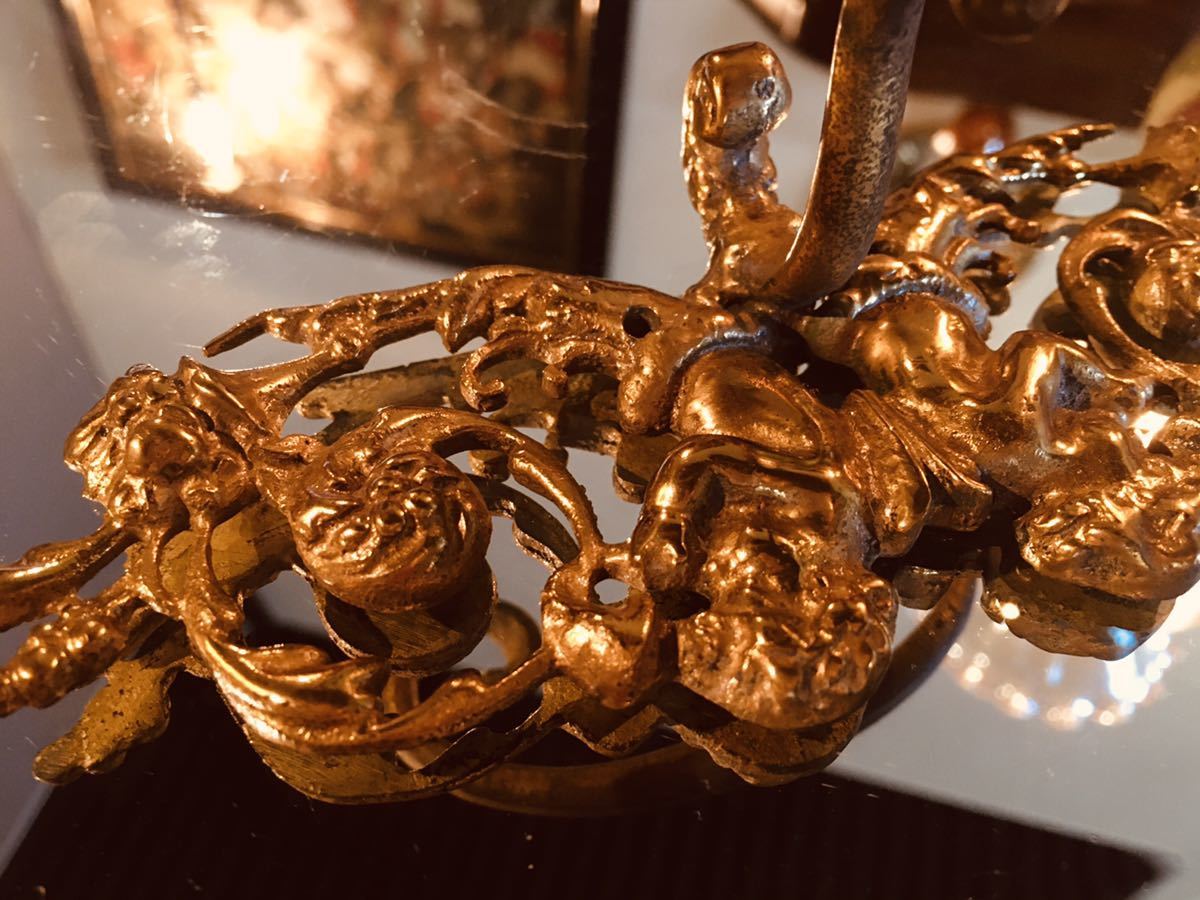 湯布院アンティーク イタリア ウォールミラ ゴールド木製フレーム 凸