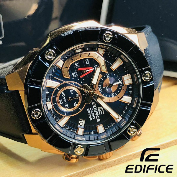 1円【新品正規品】【ヨーロッパライン】カシオCASIOエディフィスEDIFICEクロノグラフメンズ10気圧ダイバーズ腕時計レザー革ベルト贈り物