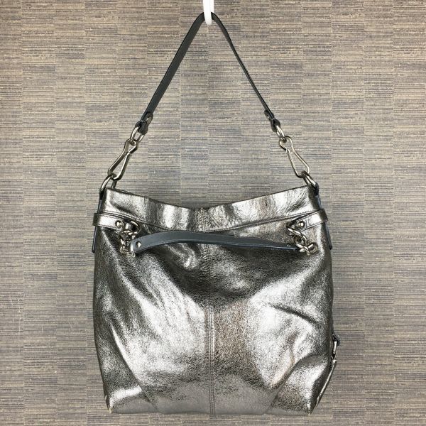 2way！COACH/コーチ ハンド/肩掛けバッグ ブラウンシルバー 管NO.B20-8