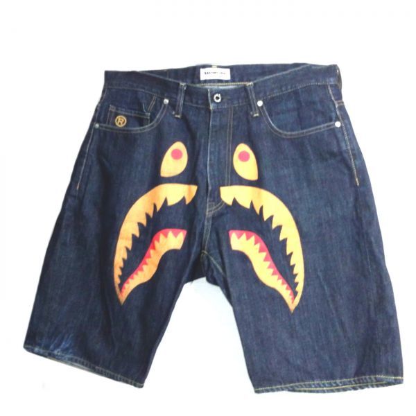 A BATHING APE エイプ シャーク デニム ハーフ パンツ ジーンズ 