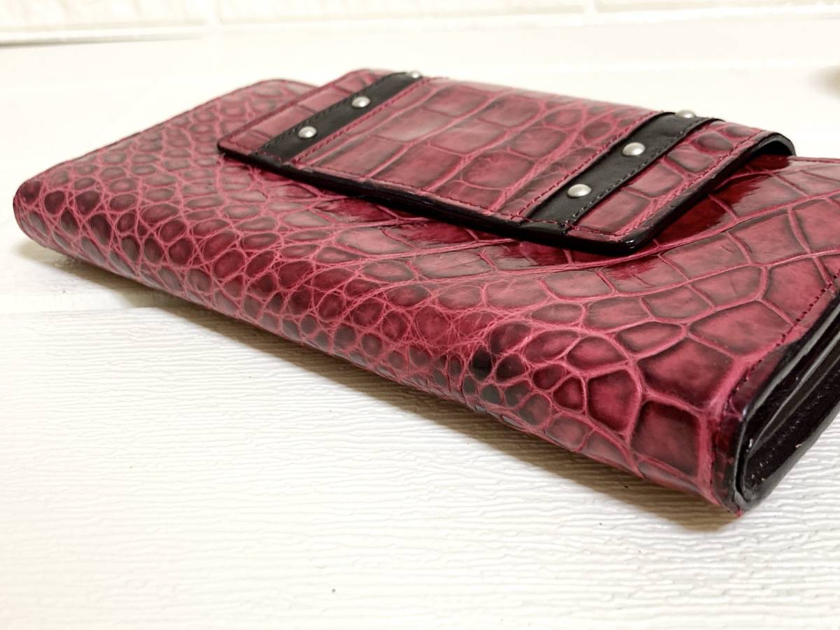 BagLiore バグリオ マット クロコダイル 目地染め 長財布 レッド 