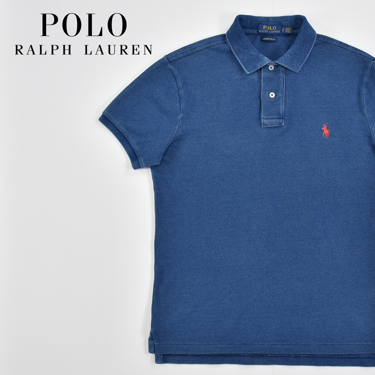 送料300円│POLO RALPH LAUREN ポロ ラルフローレン カスタムスリムフィット 半袖 ポロシャツ インディゴ メンズ S(S ...