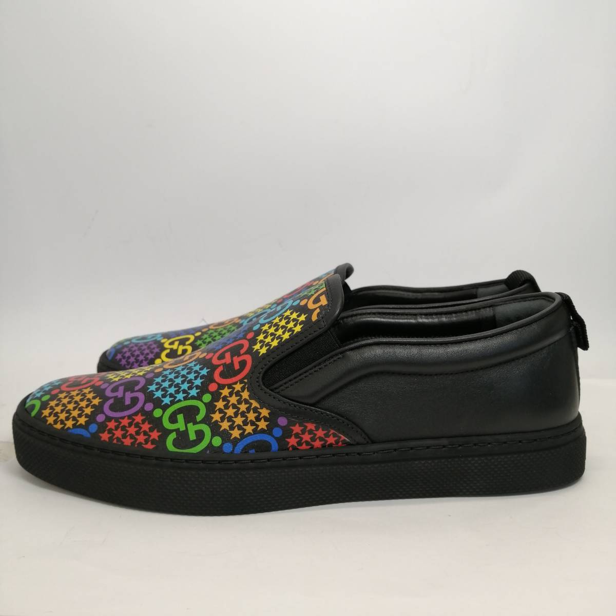 1円 【未使用】 GUCCI GG サイケデリック メンズ スリッポン 
