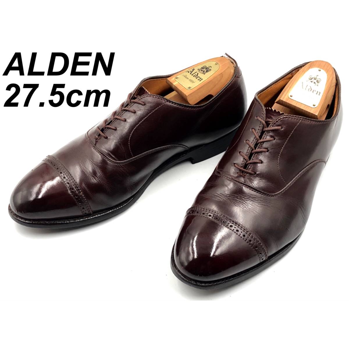 即決 ALDEN オールデン 27.5cm 9.5 905 メンズ レザーシューズ ストレートチップ 内羽根 茶 ブラウン 革靴 皮靴 ビジネスシューズ