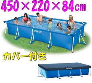 《未使用》INTEX フレームプール　4.5M×2.2M×0.84M 【即納】※福岡県より佐川急便にて発送　※プールカバーは付属します