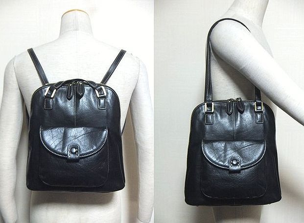 極上:box21.オール レザー 2way リュック 黒(兼トートバッグ/上質.牛革/Wジップ開/2層収納部/H29W27D12/ビジネス.買い物/dakota 姉妹brand)