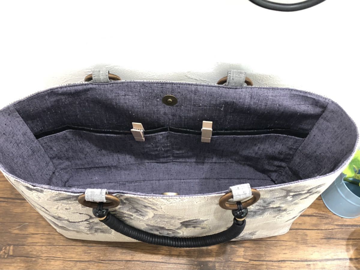 トートバッグ 着物リメイク 大島紬 ハンドメイド リメイク 着物 帯 泥