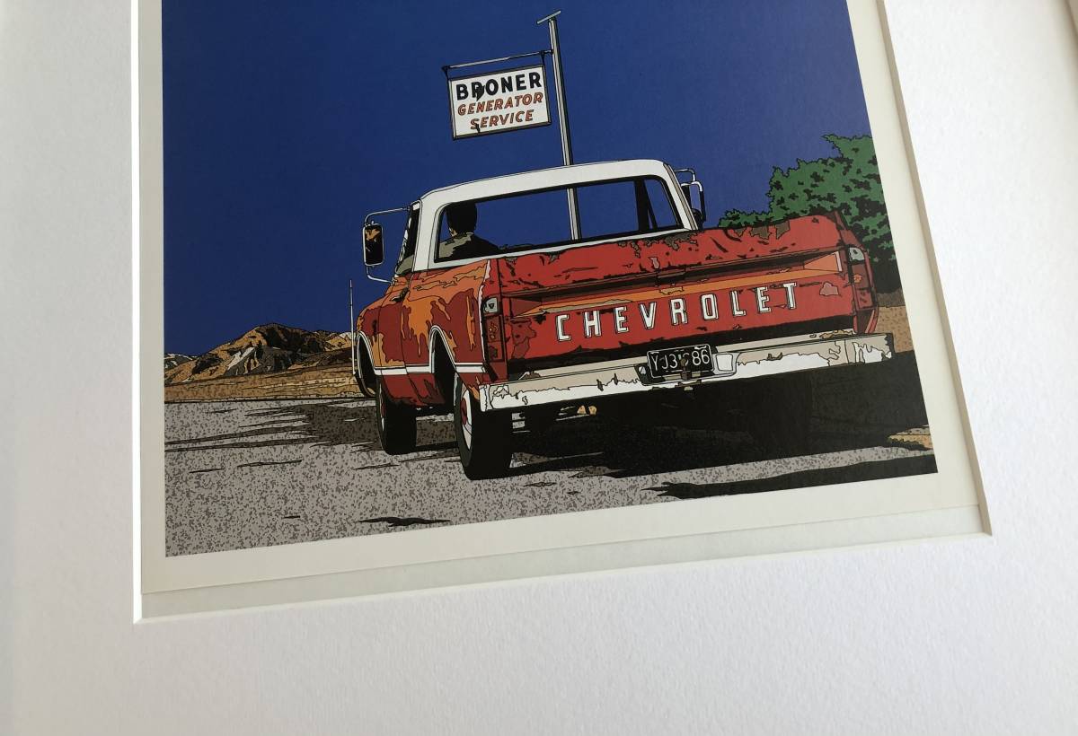 kj ☆額装品☆ 鈴木英人 シボレー A3サイズ額入り ポスター風デザイン