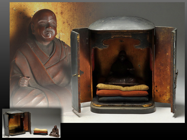 【本物保証，SALE】 静岡 390W 江戸期 明治期頃 高野山 真言宗 厨子入り 木仏 弘法大師 空海 幅16.5cm ia(仏像)｜売買されたオークション情報、yahooの商品情報をアーカイブ公開 - オークファン 仏像