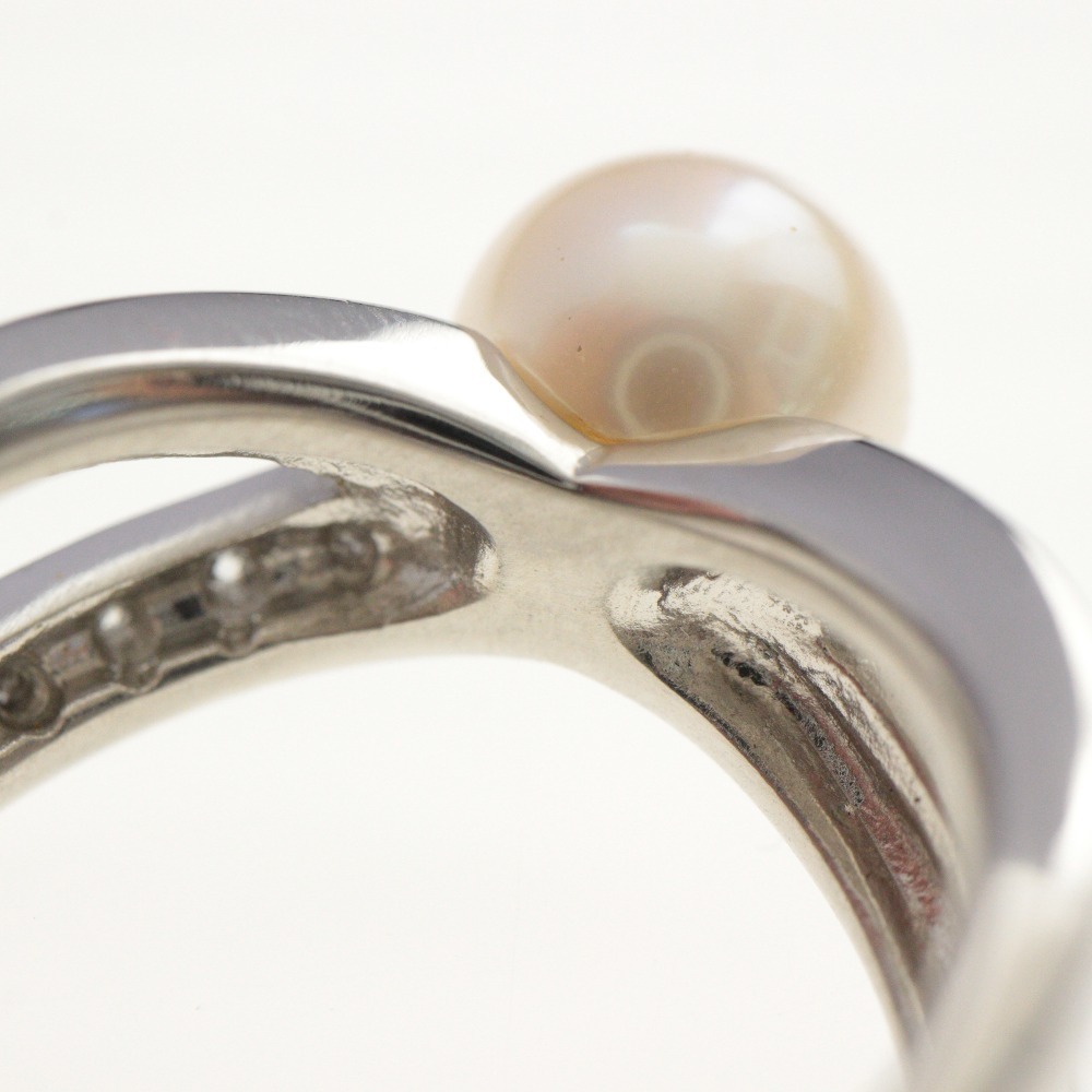 ☆ CAMELLIA カメリア 真珠 パール リング 指輪 ダイヤモンド 0.18cts