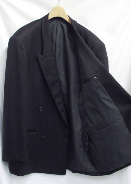 ◆L/T170-175黒ブラック/サテン襟/ダブルタキシードジャケット