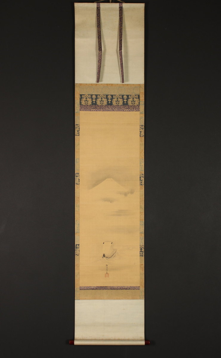 模写⁄狩野探幽⁄古画⁄山水人物図⁄雪景塔山水⁄掛軸☆宝船☆AK-641の通販