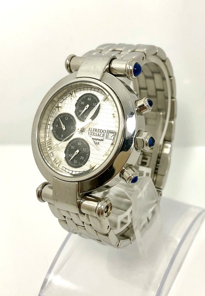 WH-6172』ALFREDO VERSACE☆クロノグラフ☆稼働品 VERSACE 腕時計 