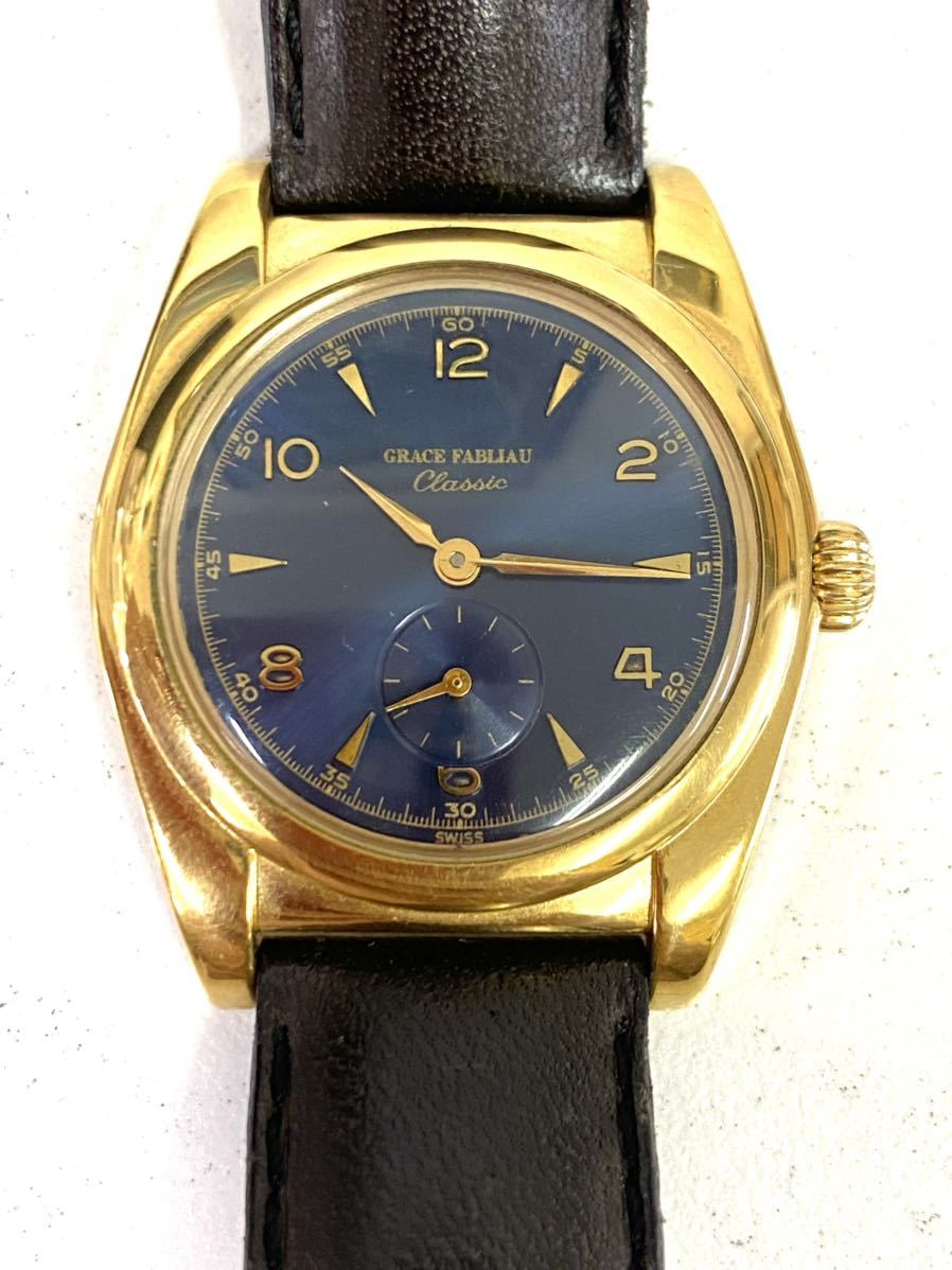 MOERIS 手巻き 18金 ゴールド レザーベルト 稼働品 ジャンク MOERIS 手