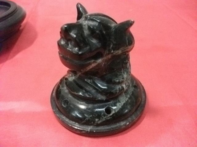 希少未使用 天然石 蛍石 香炉 三足 獅子頭 象耳 中国美術 希少未