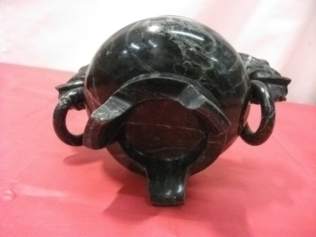 希少未使用 天然石 蛍石 香炉 三足 獅子頭 象耳 中国美術 希少未