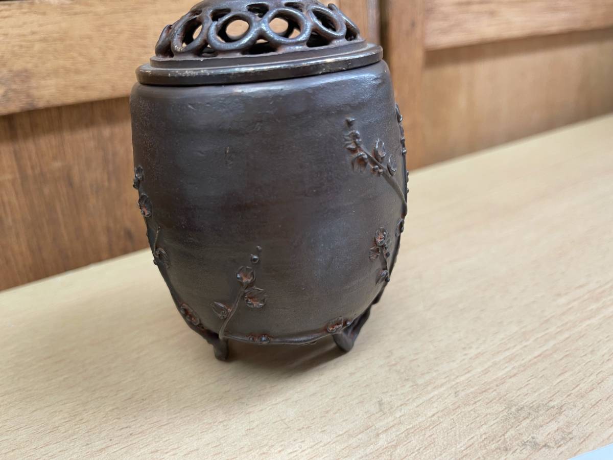高岡銅器 大森孝志作 香炉 蝋型青銅 雑貨 共箱付 三脚香炉 蝋