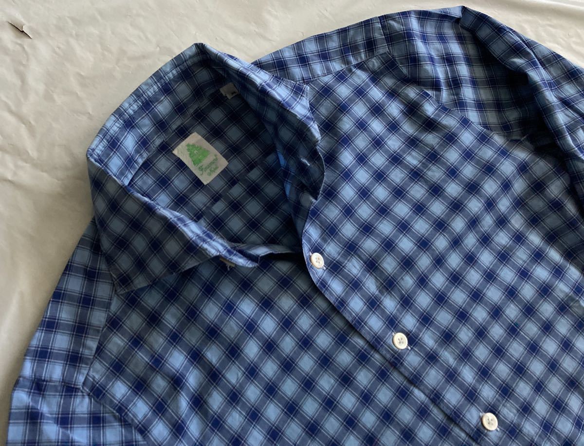 フィナモレ FINAMORE サイズ XS 37～38 コットン カジュアル シャツ ブルー系 長袖シャツ チェック