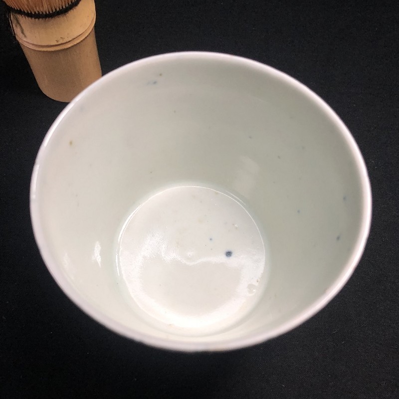 古伊万里 蕎麦猪口 - 向付 氷裂撫子文 江戸中期 ベタ底 古美術