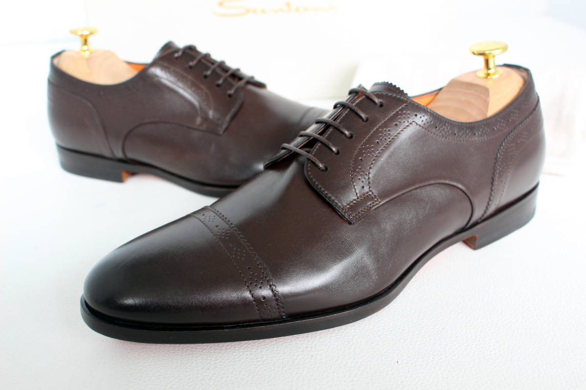 大人気，人気SALE Santoni サントーニ イタリア名門ブランドの絶品 ダービーシューズ ブラウンハンドフィニッシュ UK6(25.0cm)｜売買されたオークション情報、yahooの商品情報をアーカイブ公開 - オークファン 25.0cm