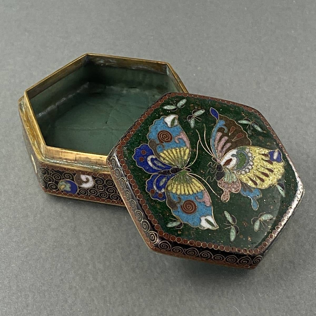 985 中国 景泰藍 七宝 琺瑯 香合1 花瓶1