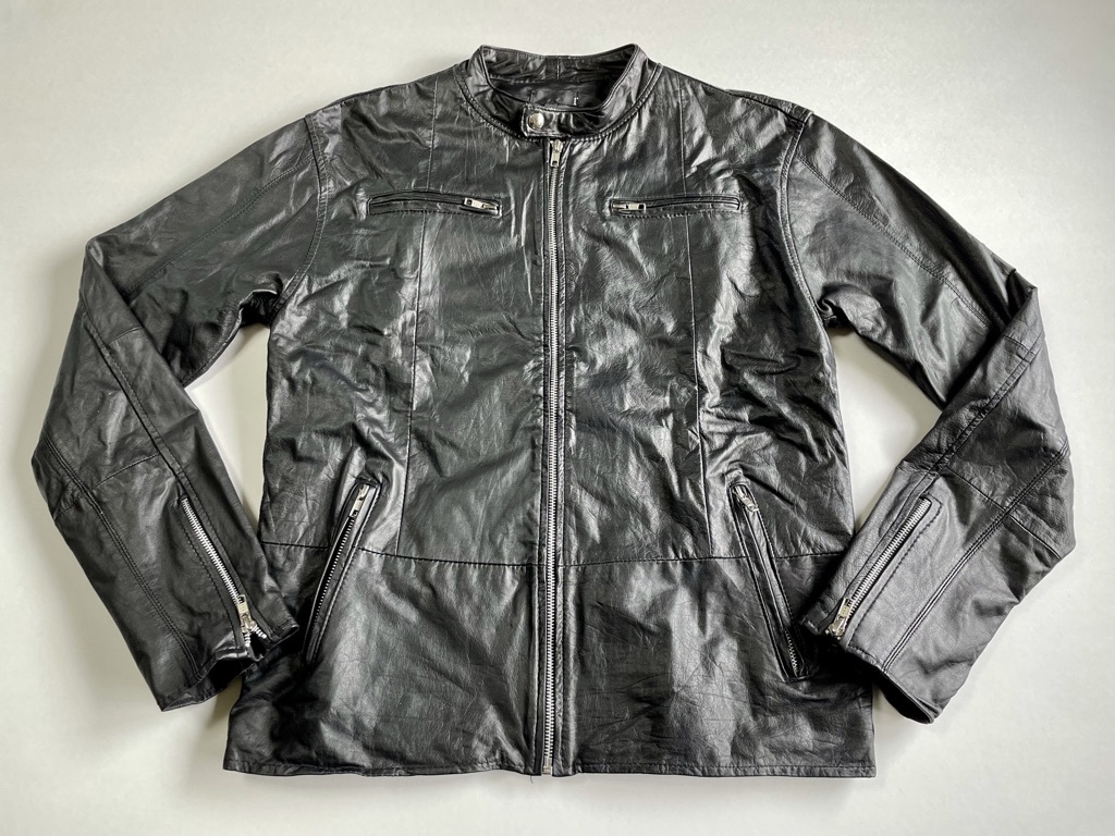 未使用☆訳あり☆本革 レザージャケット ブラック/XL ◇メンズ シングルライダース 牛革 バイク ブルゾン バイクウェア 送料無料